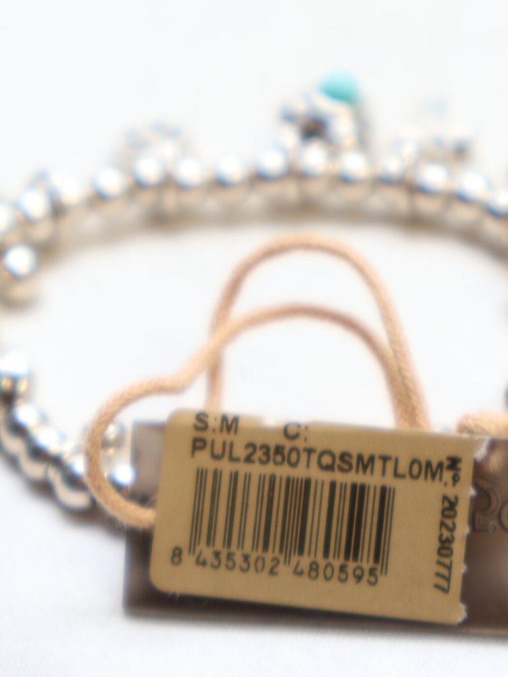 Uno de 50 Silver Tone Worship Turquoise Stretch Bracelet $80 - Picture 4 of 4
